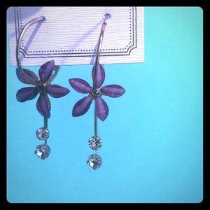 New:  purple flower gold toned earrings